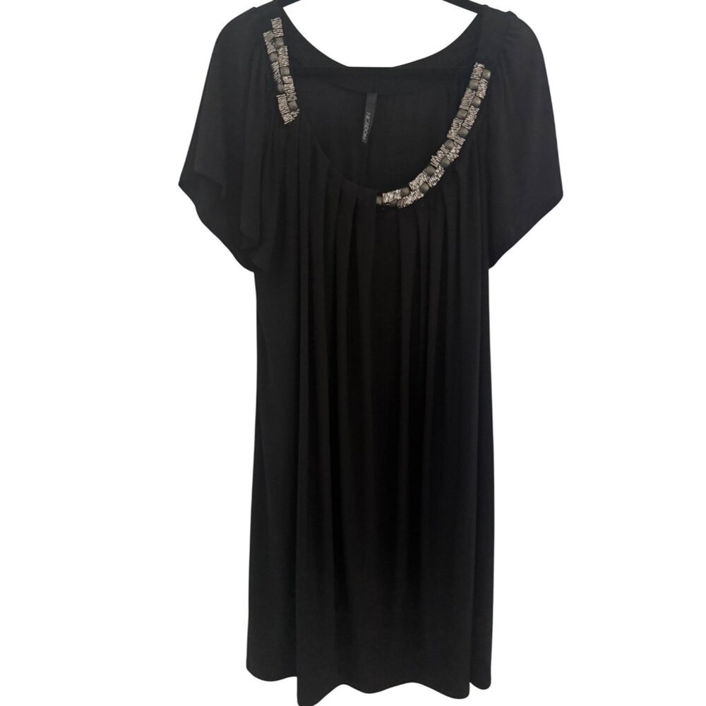 Flowy Embellished Black Jersey 2XL Dress with Rhinestone and Jewels Fairy Glam